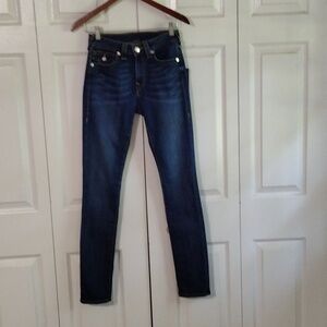 True Religion Stella snap flaps mid Rise skinny dark wash Size 27